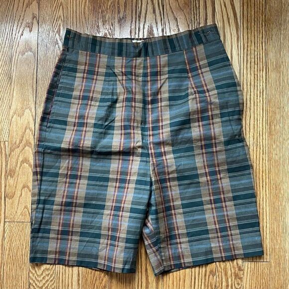 Vintage 60's flat front casual plaid, permanent press bermuda shorts No Button - Picture 1 of 9